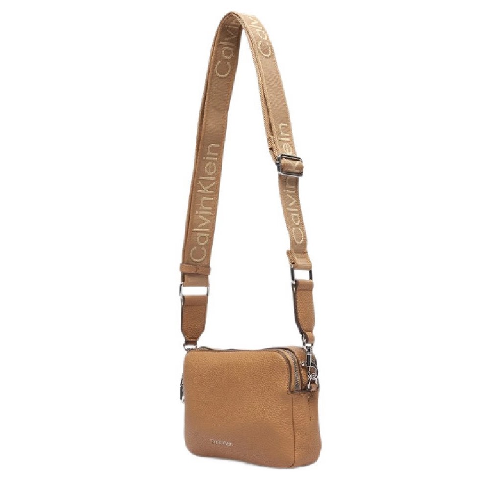 CALVIN KLEIN WEBBING 2X STRAP CAMERA BAG ΤΣΑΝΤΑ ΓΥΝΑΙΚΕΙΑ BEIGE