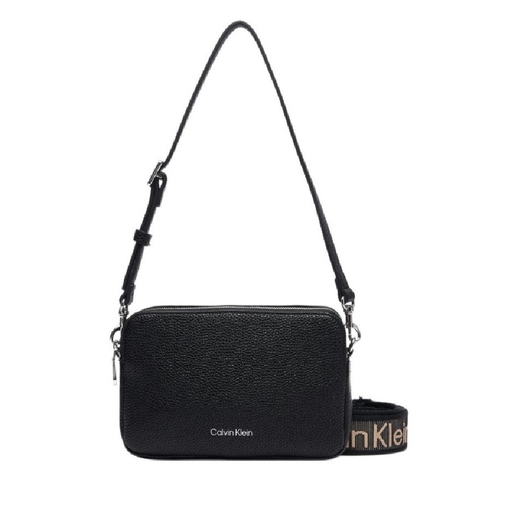 CALVIN KLEIN WEBBING 2X STRAP CAMERA BAG ΤΣΑΝΤΑ ΓΥΝΑΙΚΕΙΑ BLACK