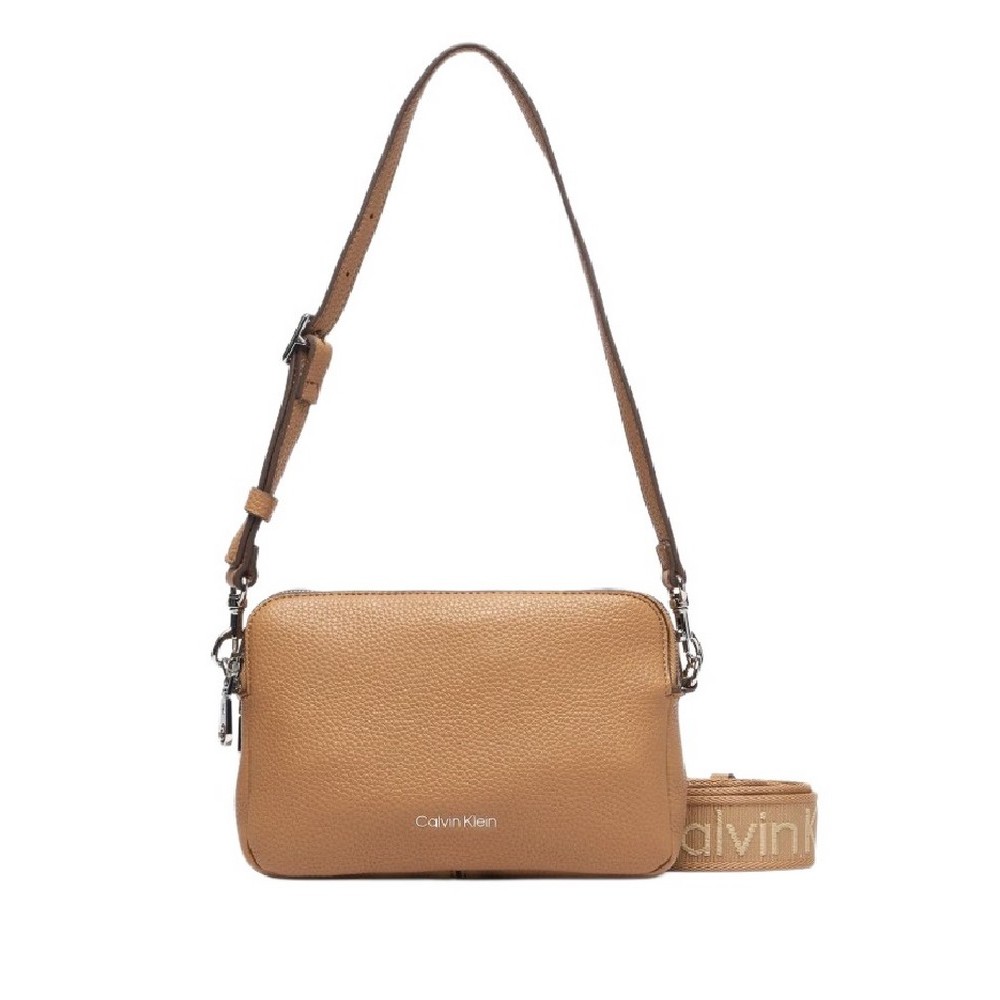 CALVIN KLEIN WEBBING 2X STRAP CAMERA BAG ΤΣΑΝΤΑ ΓΥΝΑΙΚΕΙΑ BEIGE