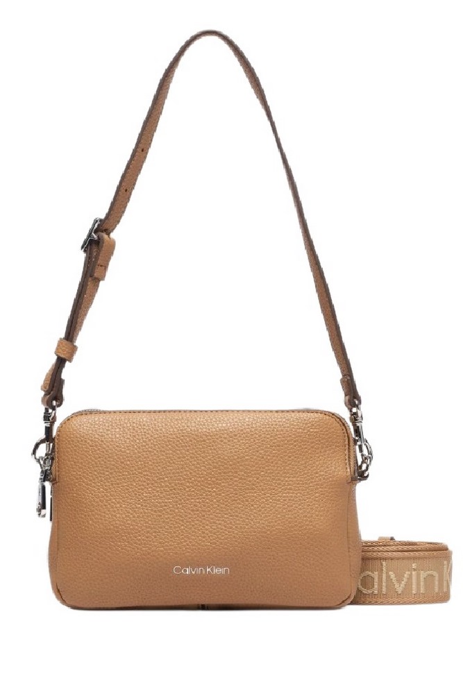 CALVIN KLEIN WEBBING 2X STRAP CAMERA BAG ΤΣΑΝΤΑ ΓΥΝΑΙΚΕΙΑ BEIGE
