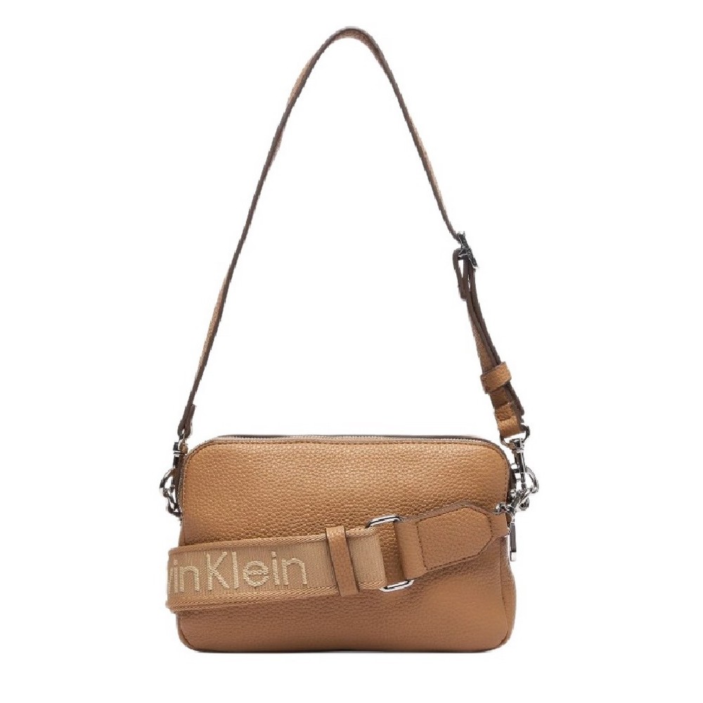 CALVIN KLEIN WEBBING 2X STRAP CAMERA BAG ΤΣΑΝΤΑ ΓΥΝΑΙΚΕΙΑ BEIGE