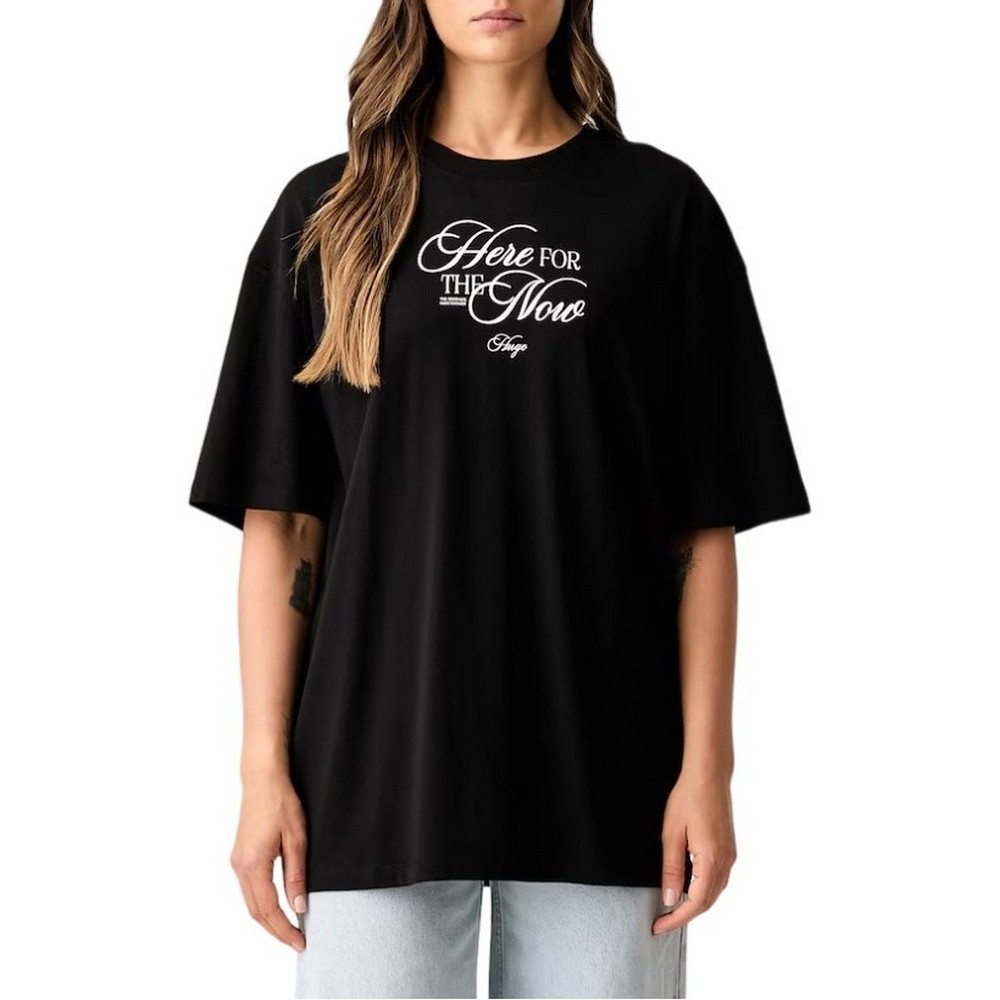 HUGO BOSS OVERSIZED TEE JERSEY T-SHIRT ΜΠΛΟΥΖΑ ΓΥΝΑΙΚΕΙΑ BLACK/BLACK