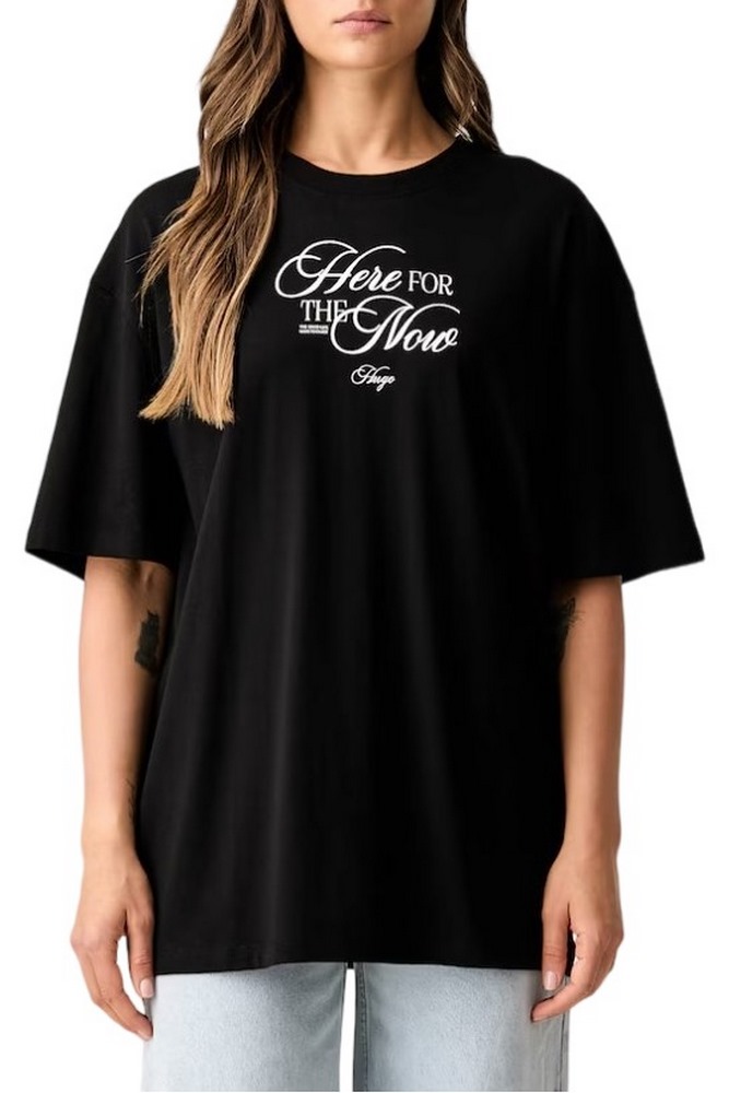 HUGO BOSS OVERSIZED TEE JERSEY T-SHIRT ΜΠΛΟΥΖΑ ΓΥΝΑΙΚΕΙΑ BLACK/BLACK