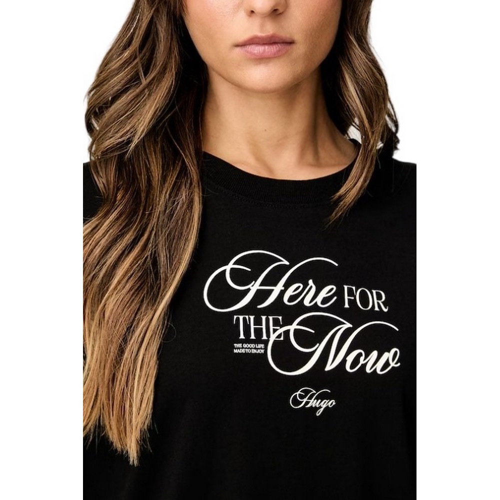 HUGO BOSS OVERSIZED TEE JERSEY T-SHIRT ΜΠΛΟΥΖΑ ΓΥΝΑΙΚΕΙΑ BLACK/BLACK