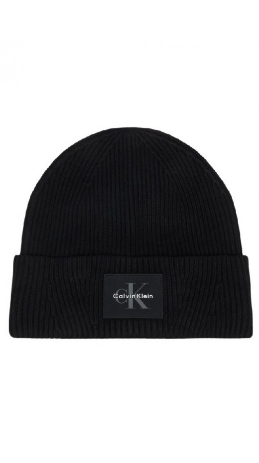CALVIN KLEIN MONOLOGO PATCH RIB BEANIE ΣΚΟΥΦΟΣ ΑΝΔΡΙΚΟΣ BLACK