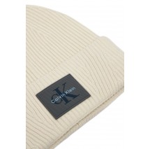 CALVIN KLEIN MONOLOGO PATCH RIB BEANIE ΣΚΟΥΦΟΣ ΑΝΔΡΙΚΟΣ OFF WHITE