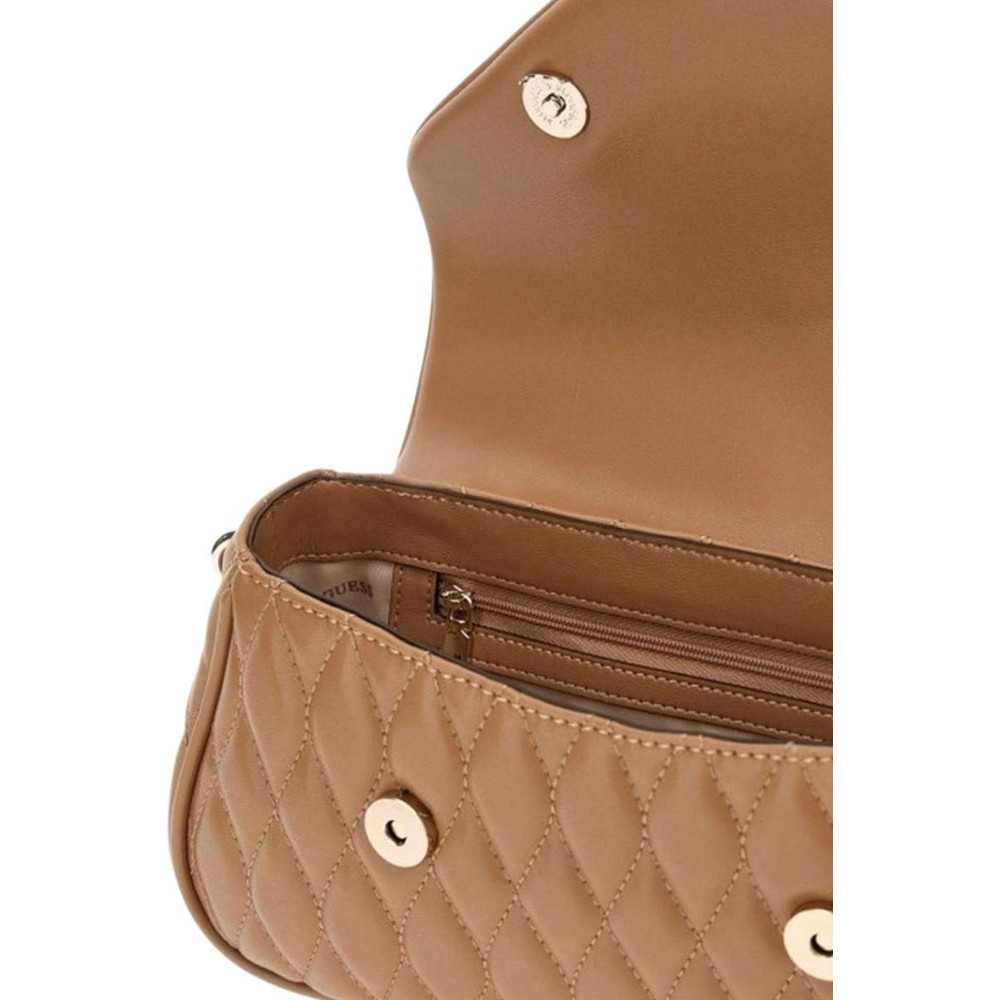 GUESS VALLA TOP HANDLE FLAP ΤΣΑΝΤΑ ΓΥΝΑΙΚΕΙΑ BEIGE