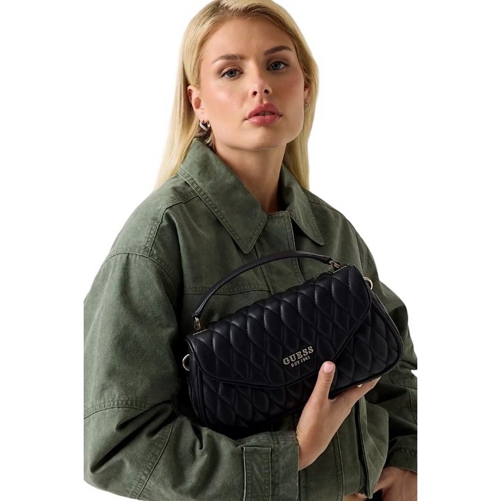 GUESS VALLA TOP HANDLE FLAP ΤΣΑΝΤΑ ΓΥΝΑΙΚΕΙΑ BLACK