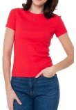 TOMMY JEANS SLIM ESSENTIAL RIB EXT T-SHIRT ΜΠΛΟΥΖΑ ΓΥΝΑΙΚΕΙΑ RED ALERT