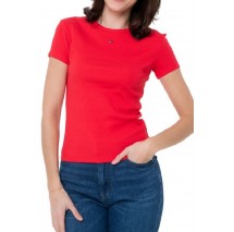 TOMMY JEANS SLIM ESSENTIAL RIB EXT T-SHIRT ΜΠΛΟΥΖΑ ΓΥΝΑΙΚΕΙΑ RED ALERT