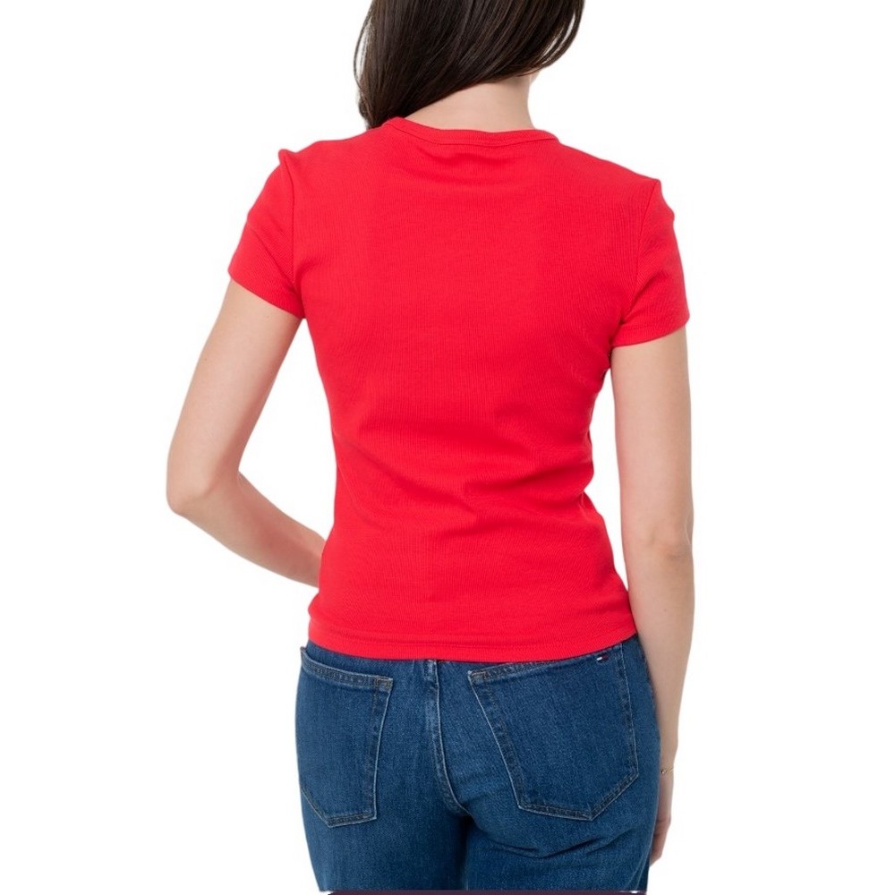 TOMMY JEANS SLIM ESSENTIAL RIB EXT T-SHIRT ΜΠΛΟΥΖΑ ΓΥΝΑΙΚΕΙΑ RED ALERT