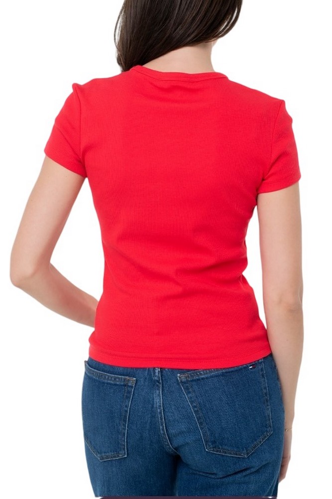 TOMMY JEANS SLIM ESSENTIAL RIB EXT T-SHIRT ΜΠΛΟΥΖΑ ΓΥΝΑΙΚΕΙΑ RED ALERT