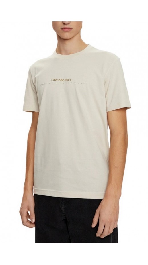 CALVIN KLEIN JEANS MINIMAL LOGO TEE T-SHIRT ΜΠΛΟΥΖΑ ΑΝΔΡΙΚΗ BEIGE