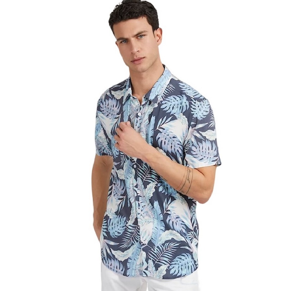 GUESS SS ECO RAYON INDGO TRPCS  ΠΟΥΚΑΜΙΣΟ ΑΝΔΡΙΚΟ FLORAL