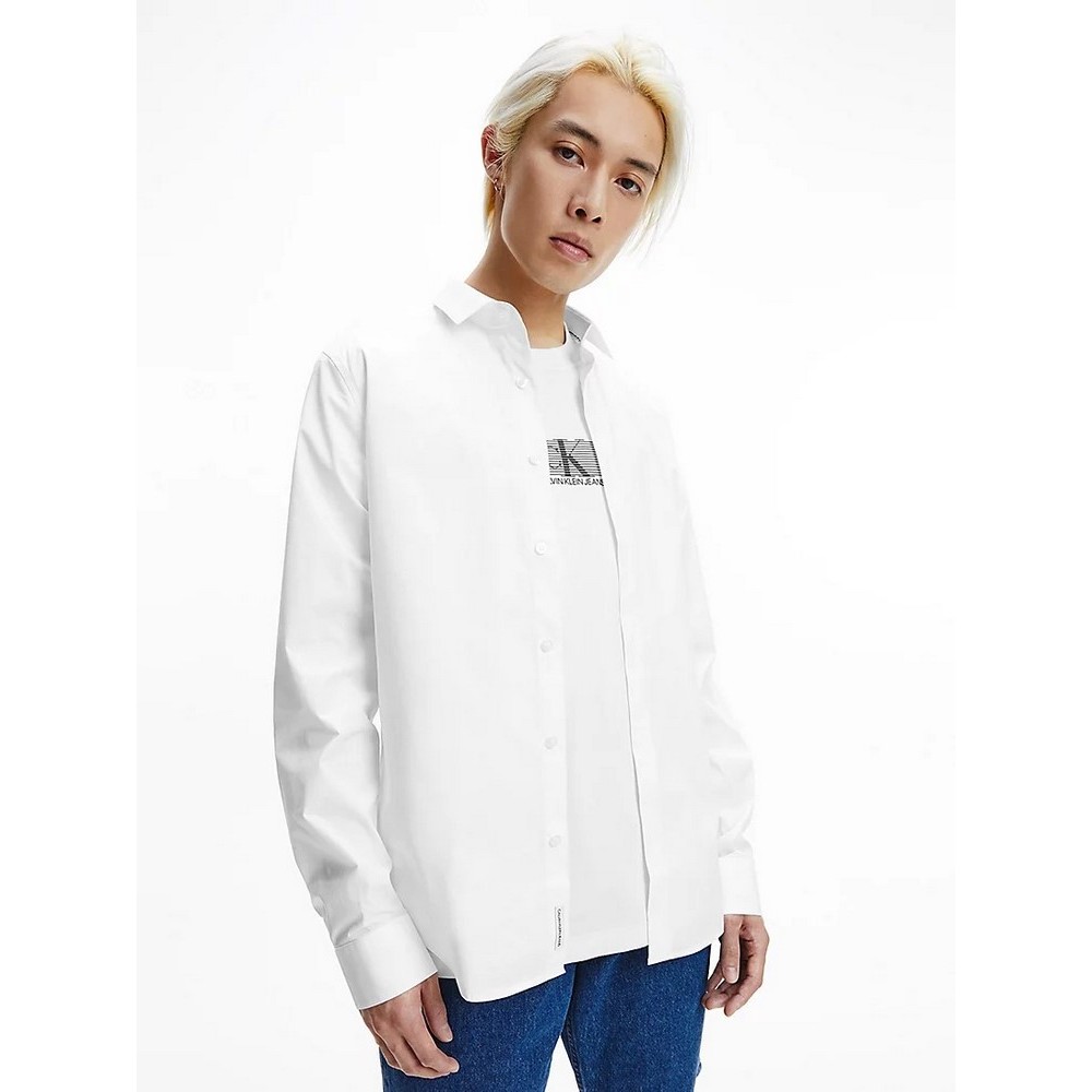 CALVIN KLEIN JEANS CK CHEST LOGO SLIM STRETCH SHIRT ΠΟΥΚΑΜΙΣΟ ΑΝΔΡΙΚΟ WHITE CALVIN KLEIN JEANS CK CHEST LOGO SLIM STRETCH SHIRT ΠΟΥΚΑΜΙΣΟ ΑΝΔΡΙΚΟ WHITE