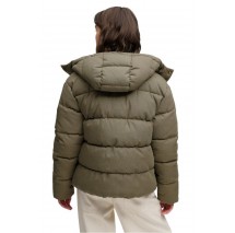 SUPERDRY PREMIUM HOOD CHECK PUFFER JKT ΜΠΟΥΦΑΝ ΓΥΝΑΙΚΕΙΟ BROWN