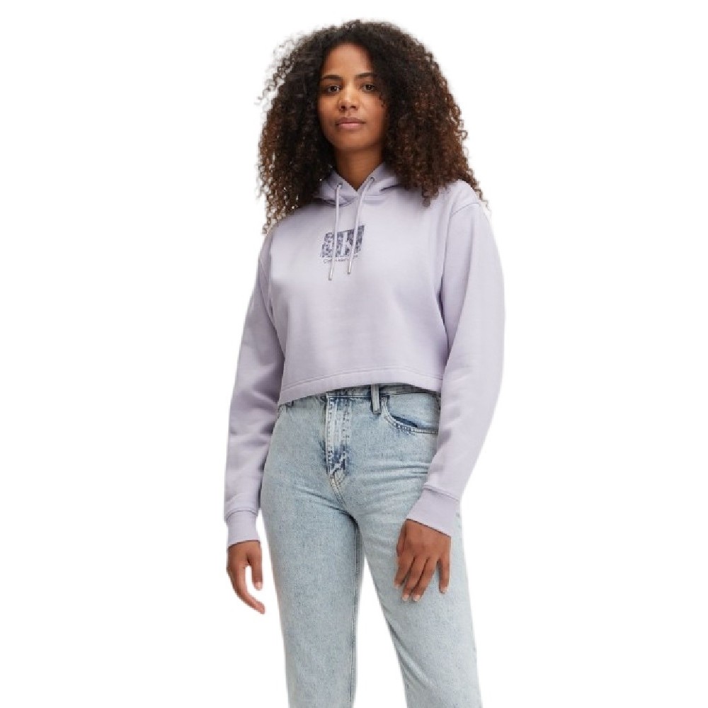 CALVIN KLEIN JEANS PRINTED BOX CROPPED HOODIE ΜΠΛΟΥΖΑ ΦΟΥΤΕΡ ΓΥΝΑΙΚΕΙΟ LILA