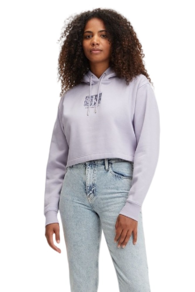 CALVIN KLEIN PRINTED BOX CROPPED HOODIE ΦΟΥΤΕΡ ΓΥΝΑΙΚΕΙΟ LILA