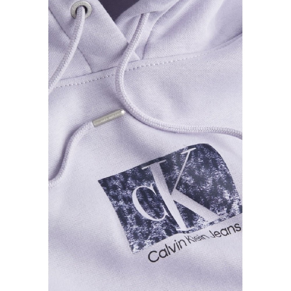 CALVIN KLEIN PRINTED BOX CROPPED HOODIE ΦΟΥΤΕΡ ΓΥΝΑΙΚΕΙΟ LILA