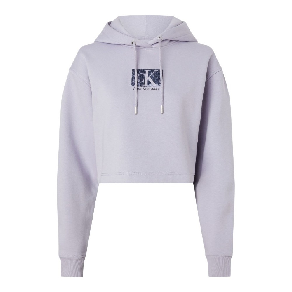 CALVIN KLEIN JEANS PRINTED BOX CROPPED HOODIE ΜΠΛΟΥΖΑ ΦΟΥΤΕΡ ΓΥΝΑΙΚΕΙΟ LILA