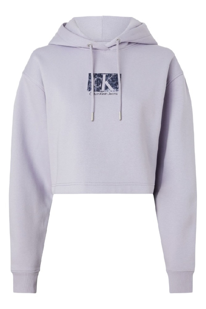 CALVIN KLEIN PRINTED BOX CROPPED HOODIE ΦΟΥΤΕΡ ΓΥΝΑΙΚΕΙΟ LILA