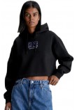 CALVIN KLEIN PRINTED BOX CROPPED HOODIE ΦΟΥΤΕΡ ΓΥΝΑΙΚΕΙΟ BLACK