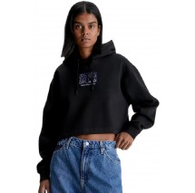 CALVIN KLEIN JEANS PRINTED BOX CROPPED HOODIE ΜΠΛΟΥΖΑ ΦΟΥΤΕΡ ΓΥΝΑΙΚΕΙΟ BLACK