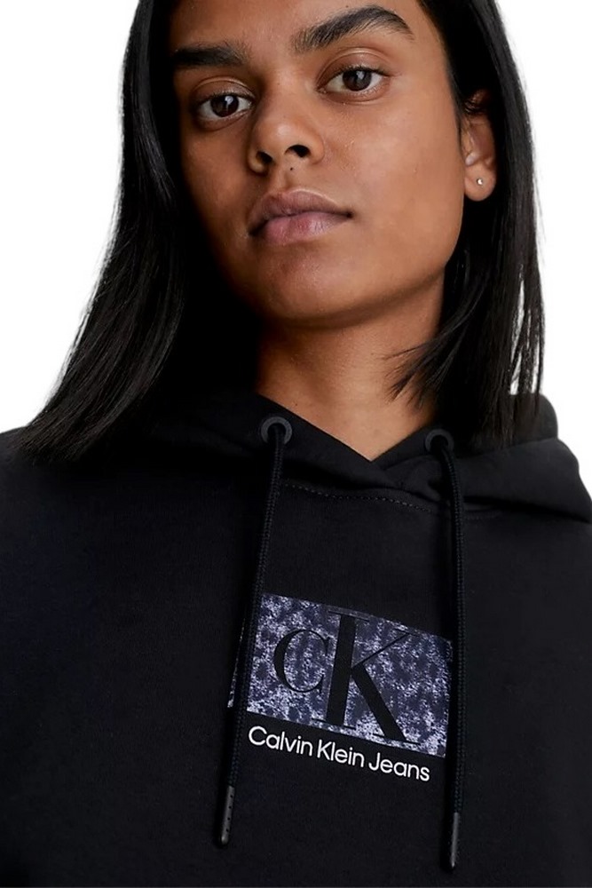 CALVIN KLEIN PRINTED BOX CROPPED HOODIE ΦΟΥΤΕΡ ΓΥΝΑΙΚΕΙΟ BLACK