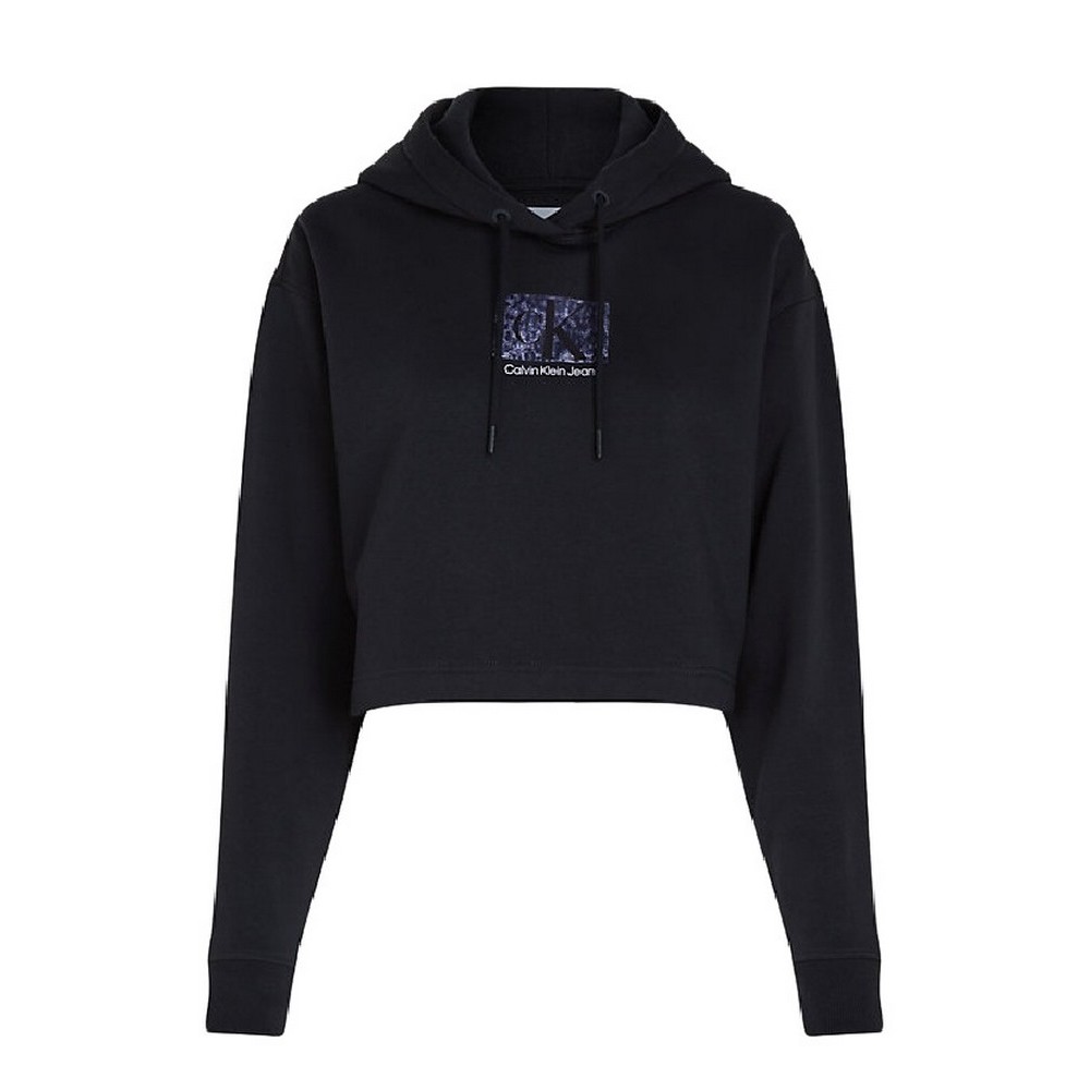 CALVIN KLEIN PRINTED BOX CROPPED HOODIE ΦΟΥΤΕΡ ΓΥΝΑΙΚΕΙΟ BLACK