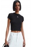 CALVIN KLEIN JEANS RIB CROPPED SLIM TEE ΤΟΠ ΓΥΝΑΙΚΕΙΟ BLACK