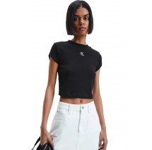 CALVIN KLEIN JEANS CK RIB CROPPED SLIM TEE ΤΟΠ ΓΥΝΑΙΚΕΙΟ BLACK