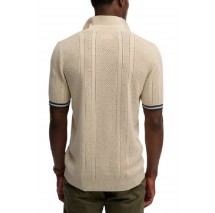 SUPERDRY D2 STUD KNITTED TEXTURE POLO T-SHIRT ΜΠΛΟΥΖΑ ΑΝΔΡΙΚΗ BEIGE