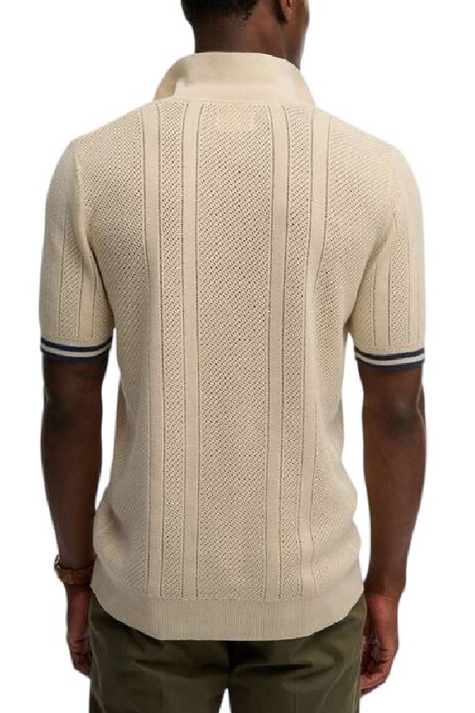 SUPERDRY D2 STUD KNITTED TEXTURE POLO T-SHIRT ΜΠΛΟΥΖΑ ΑΝΔΡΙΚΗ BEIGE