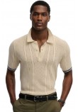 SUPERDRY D2 STUD KNITTED TEXTURE POLO T-SHIRT ΜΠΛΟΥΖΑ ΑΝΔΡΙΚΗ BEIGE