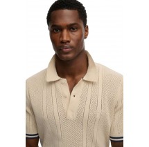 SUPERDRY D2 STUD KNITTED TEXTURE POLO T-SHIRT ΜΠΛΟΥΖΑ ΑΝΔΡΙΚΗ BEIGE