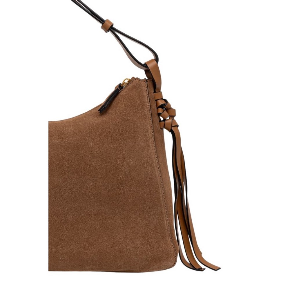 TOMMY HILFIGER STATEMENT SHOULDER BAG SUEDE ΤΣΑΝΤΑ ΓΥΝΑΙΚΕΙΑ COGNAC