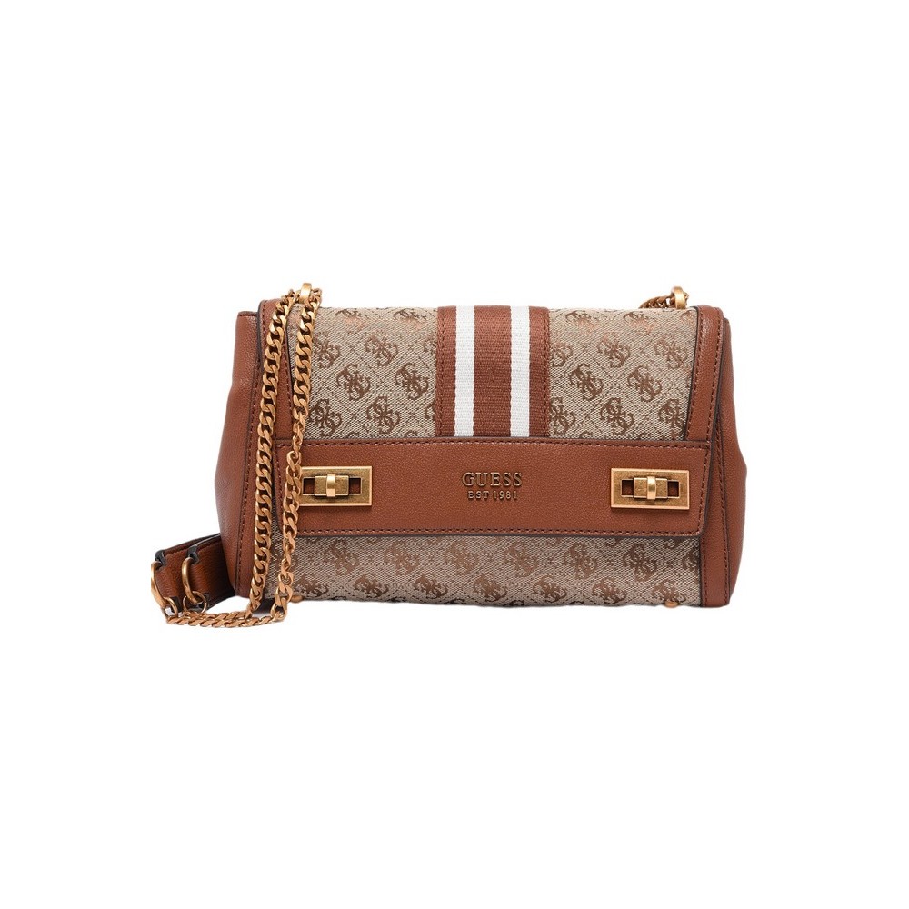 GUESS KATEY FLAP SHOULDER BAG ΤΣΑΝΤΑ ΓΥΝΑΙΚΕΙΑ TAN