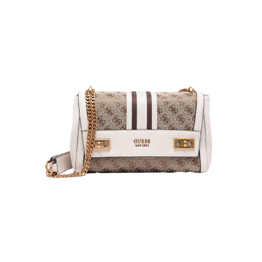 GUESS KATEY FLAP SHOULDER BAG ΤΣΑΝΤΑ ΓΥΝΑΙΚΕΙΑ ECRU