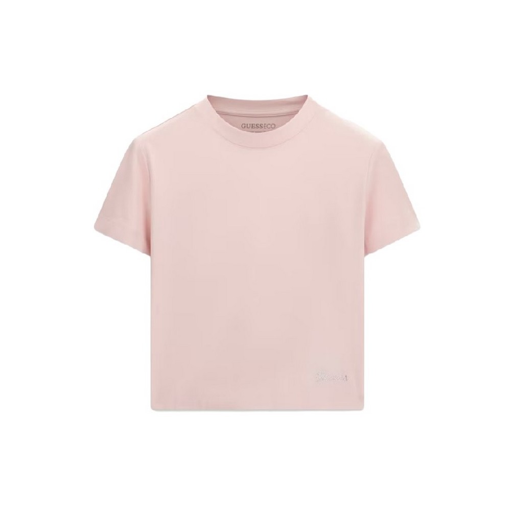 GUESS BASIC MINI LOGO T-SHIRT ΜΠΛΟΥΖΑ ΓΥΝΑΙΚΕΙΑ PINK