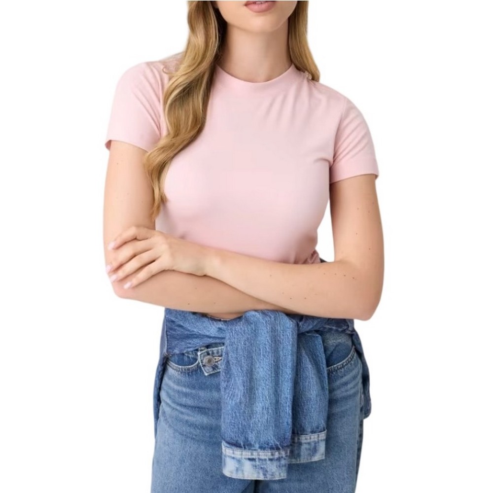 GUESS BASIC MINI LOGO T-SHIRT ΜΠΛΟΥΖΑ ΓΥΝΑΙΚΕΙΑ PINK