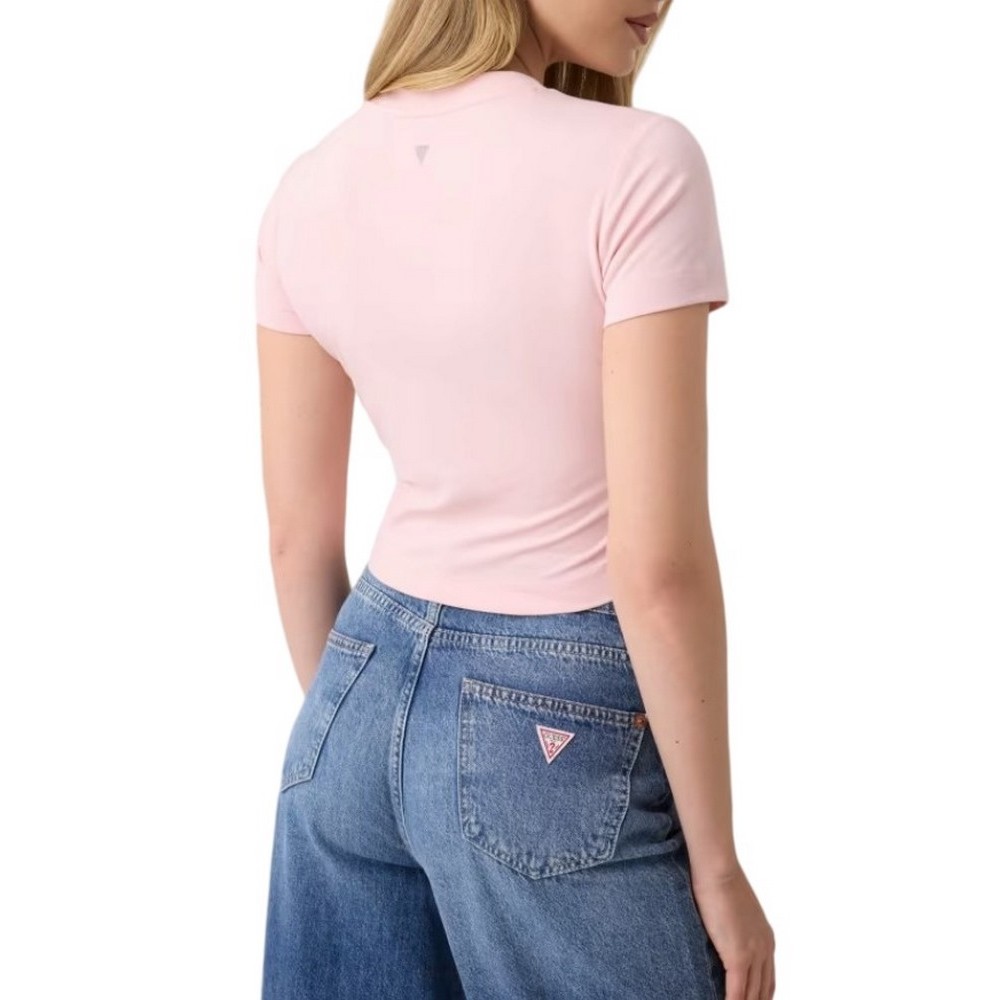 GUESS BASIC MINI LOGO T-SHIRT ΜΠΛΟΥΖΑ ΓΥΝΑΙΚΕΙΑ PINK