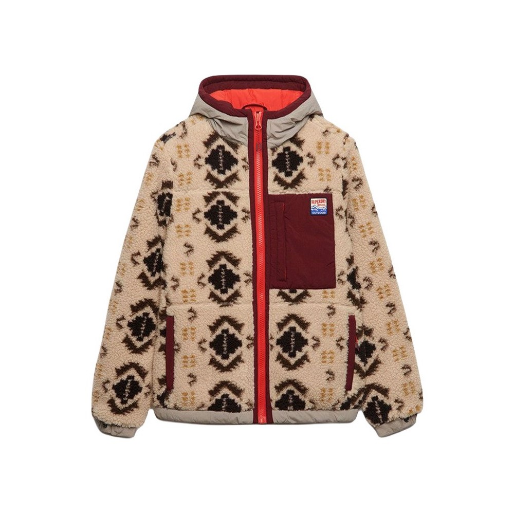 SUPERDRY SHERPA JAQUARD FLEECE HYBRID ΜΠΟΥΦΑΝ ΓΥΝΑΙΚΕΙΟ BEIGE