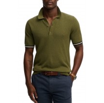 SUPERDRY D2 STUD KNITTED TEXTURE POLO T-SHIRT ΜΠΛΟΥΖΑ ΑΝΔΡΙΚΗ OLIVE