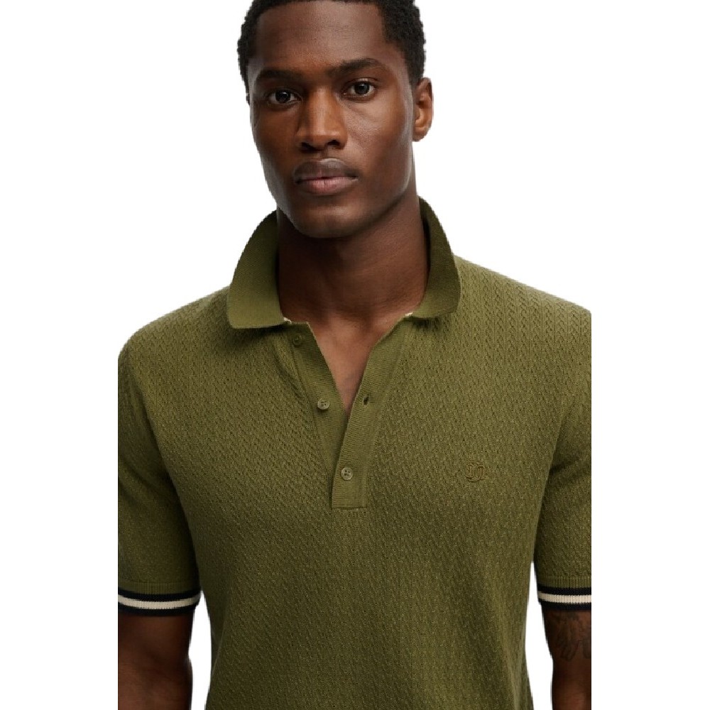 SUPERDRY D2 STUD KNITTED TEXTURE POLO T-SHIRT ΜΠΛΟΥΖΑ ΑΝΔΡΙΚΗ OLIVE