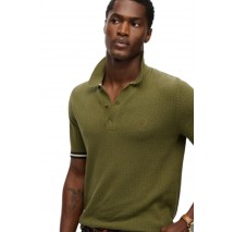 SUPERDRY D2 STUD KNITTED TEXTURE POLO T-SHIRT ΜΠΛΟΥΖΑ ΑΝΔΡΙΚΗ OLIVE