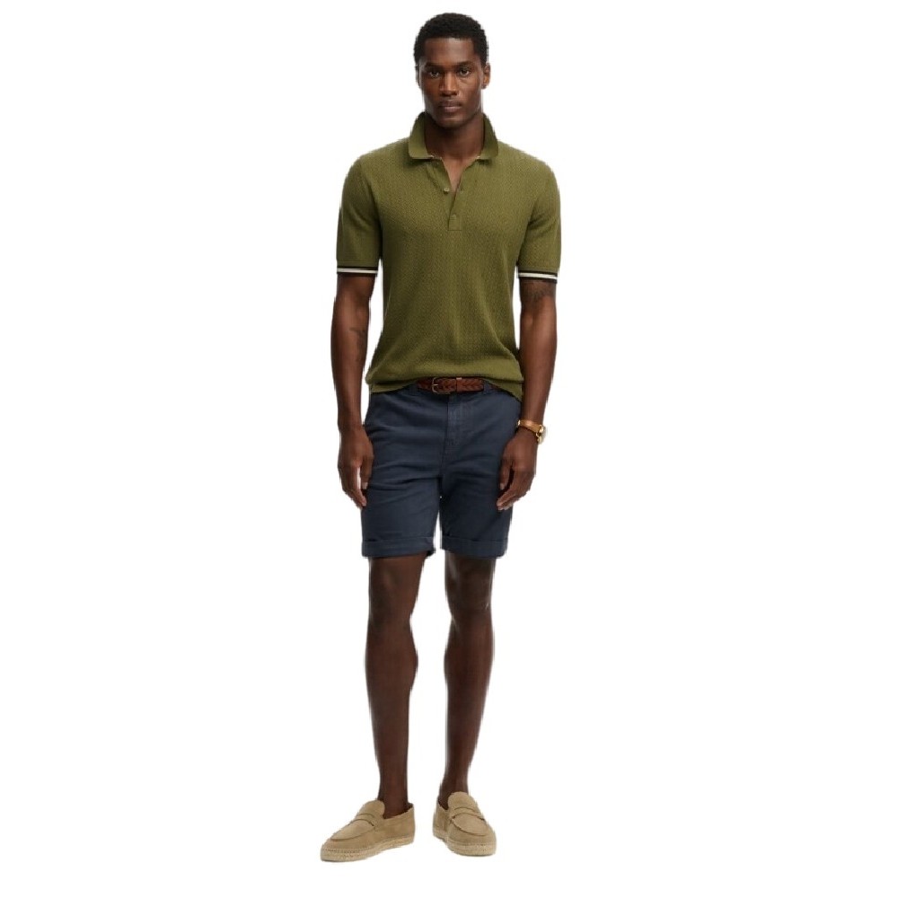 SUPERDRY D2 STUD KNITTED TEXTURE POLO T-SHIRT ΜΠΛΟΥΖΑ ΑΝΔΡΙΚΗ OLIVE