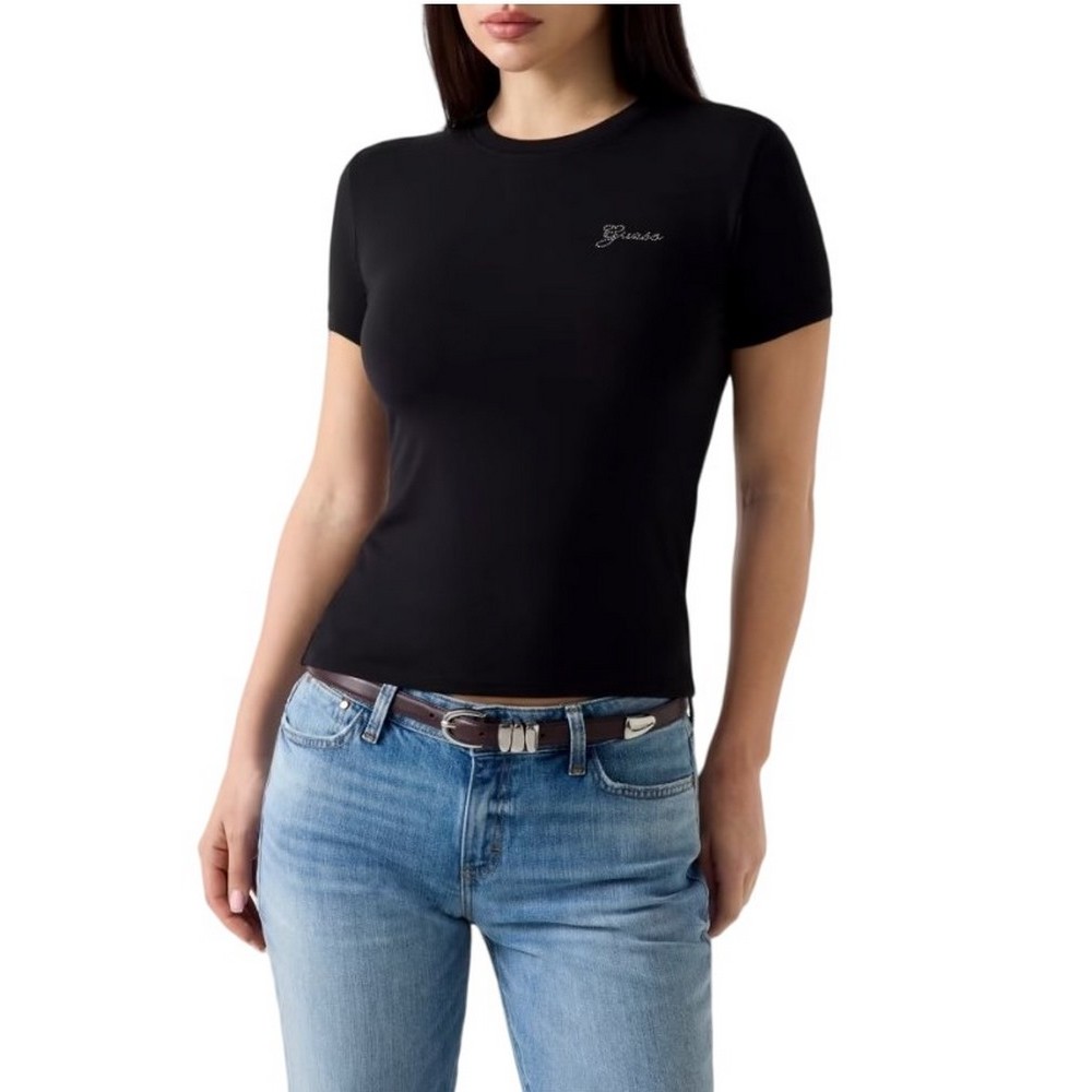 GUESS NEW CN MINI LOGO T-SHIRT ΜΠΛΟΥΖΑ ΓΥΝΑΙΚΕΙΑ BLACK