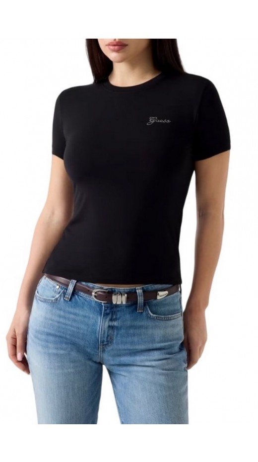 GUESS NEW CN MINI LOGO T-SHIRT ΜΠΛΟΥΖΑ ΓΥΝΑΙΚΕΙΑ BLACK