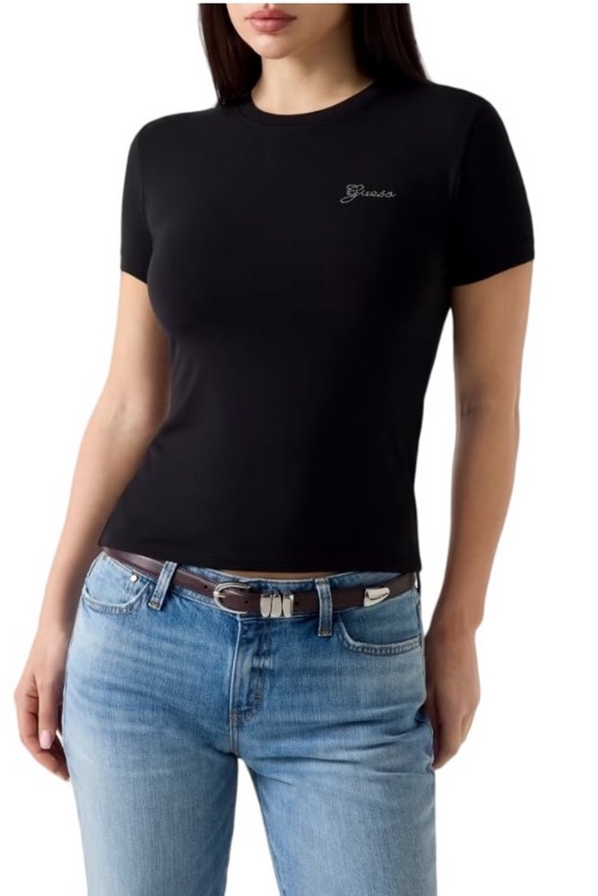 GUESS NEW CN MINI LOGO T-SHIRT ΜΠΛΟΥΖΑ ΓΥΝΑΙΚΕΙΑ BLACK