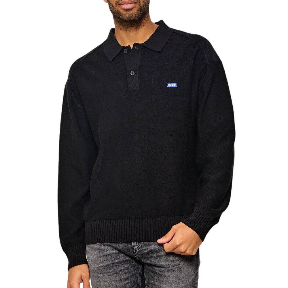 HUGO BOSS SAN PATTY SWEATER ΜΠΛΟΥΖΑ ΠΛΕΚΤΗ ΑΝΔΡΙΚΗ BLACK